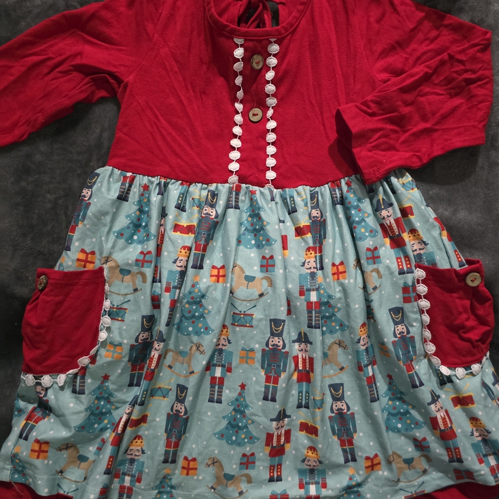 Festive Red and Blue Nutcracker Dress